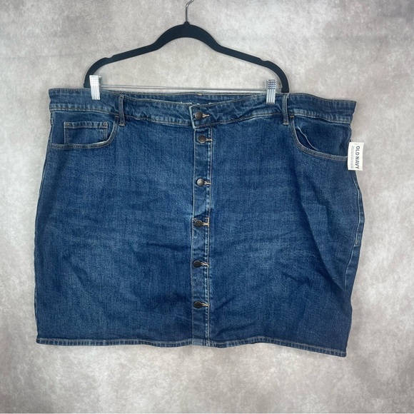 Old Navy High-Waisted Button-Front Mini Denim Jean Skirt In Blue SIze 26 NWT - Picture 2 of 5